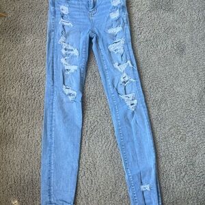 American Eagle Outfitters Light Blue Distressed Skinny Jeans